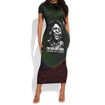 Fannie Lou Hamer Short Sleeve Bodycon Dress Im Sick and Tired Quote Design Bold Portrait and Civil Rights Movement Tribute - African Pride