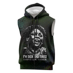 Fannie Lou Hamer Sleeveless Zip Hoodie Im Sick and Tired Quote Design Bold Portrait and Civil Rights Movement Tribute - African Pride