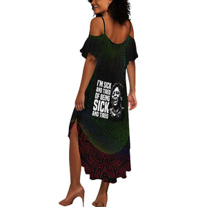 Fannie Lou Hamer Summer Maxi Dress Im Sick and Tired Quote Design Bold Portrait and Civil Rights Movement Tribute - African Pride