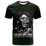 Fannie Lou Hamer T shirt Im Sick and Tired Quote Design Bold Portrait and Civil Rights Movement Tribute - African Pride