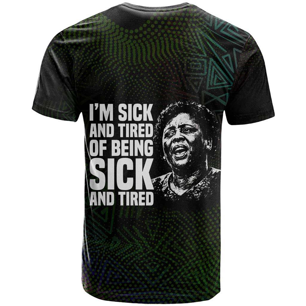 Fannie Lou Hamer T shirt Im Sick and Tired Quote Design Bold Portrait and Civil Rights Movement Tribute - African Pride
