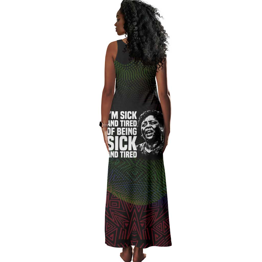 Fannie Lou Hamer Tank Maxi Dress Im Sick and Tired Quote Design Bold Portrait and Civil Rights Movement Tribute - African Pride