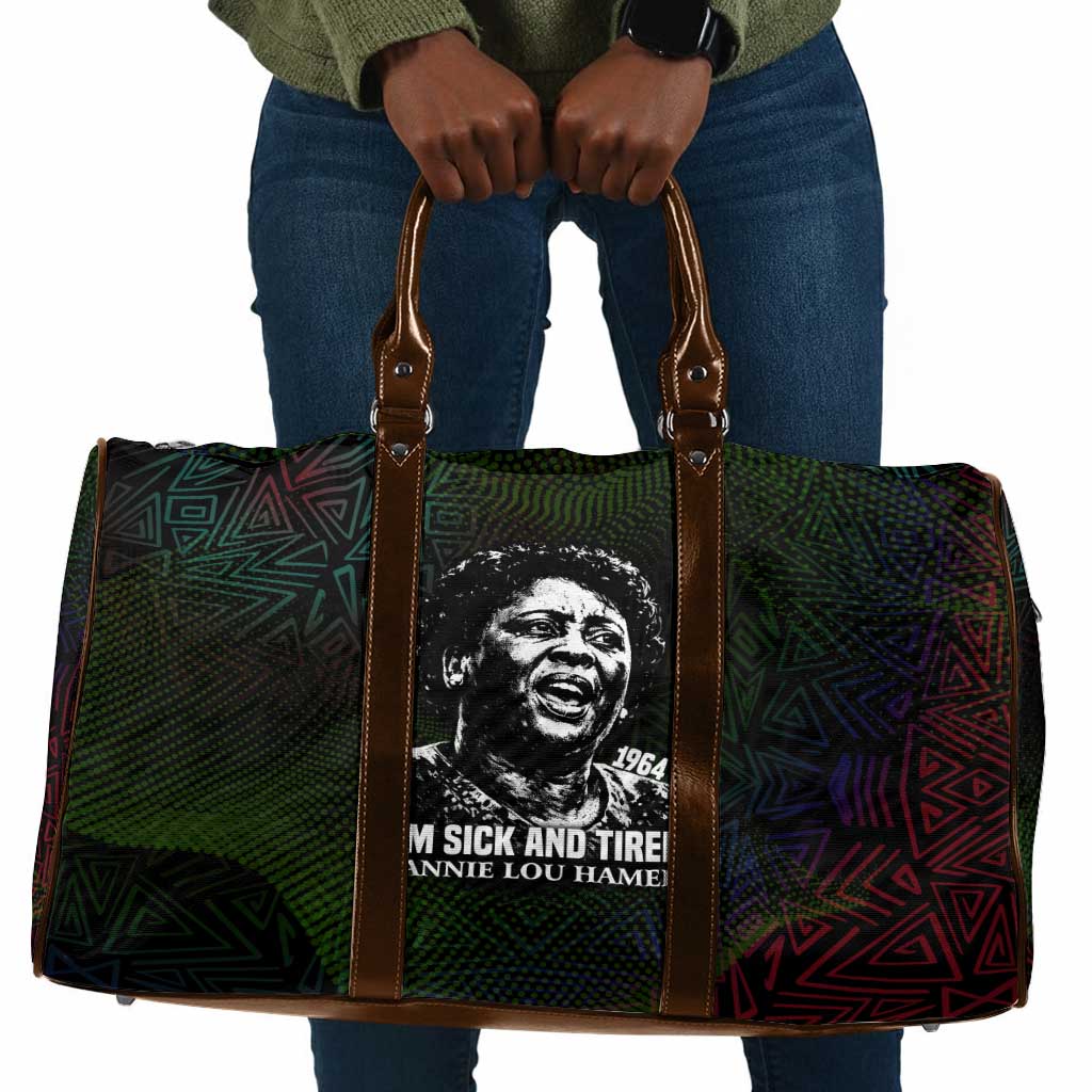 Fannie Lou Hamer Travel Bag Im Sick and Tired Quote Design Bold Portrait and Civil Rights Movement Tribute - African Pride