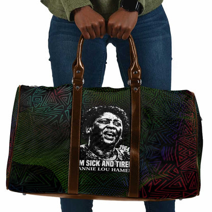 Fannie Lou Hamer Travel Bag Im Sick and Tired Quote Design Bold Portrait and Civil Rights Movement Tribute - African Pride