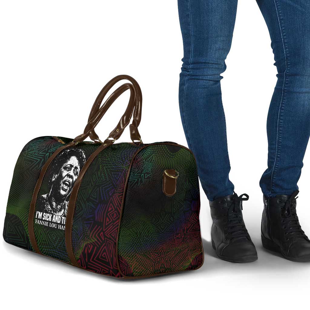 Fannie Lou Hamer Travel Bag Im Sick and Tired Quote Design Bold Portrait and Civil Rights Movement Tribute - African Pride