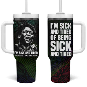 Fannie Lou Hamer Tumbler With Handle Im Sick and Tired Quote Design Bold Portrait and Civil Rights Movement Tribute - African Pride