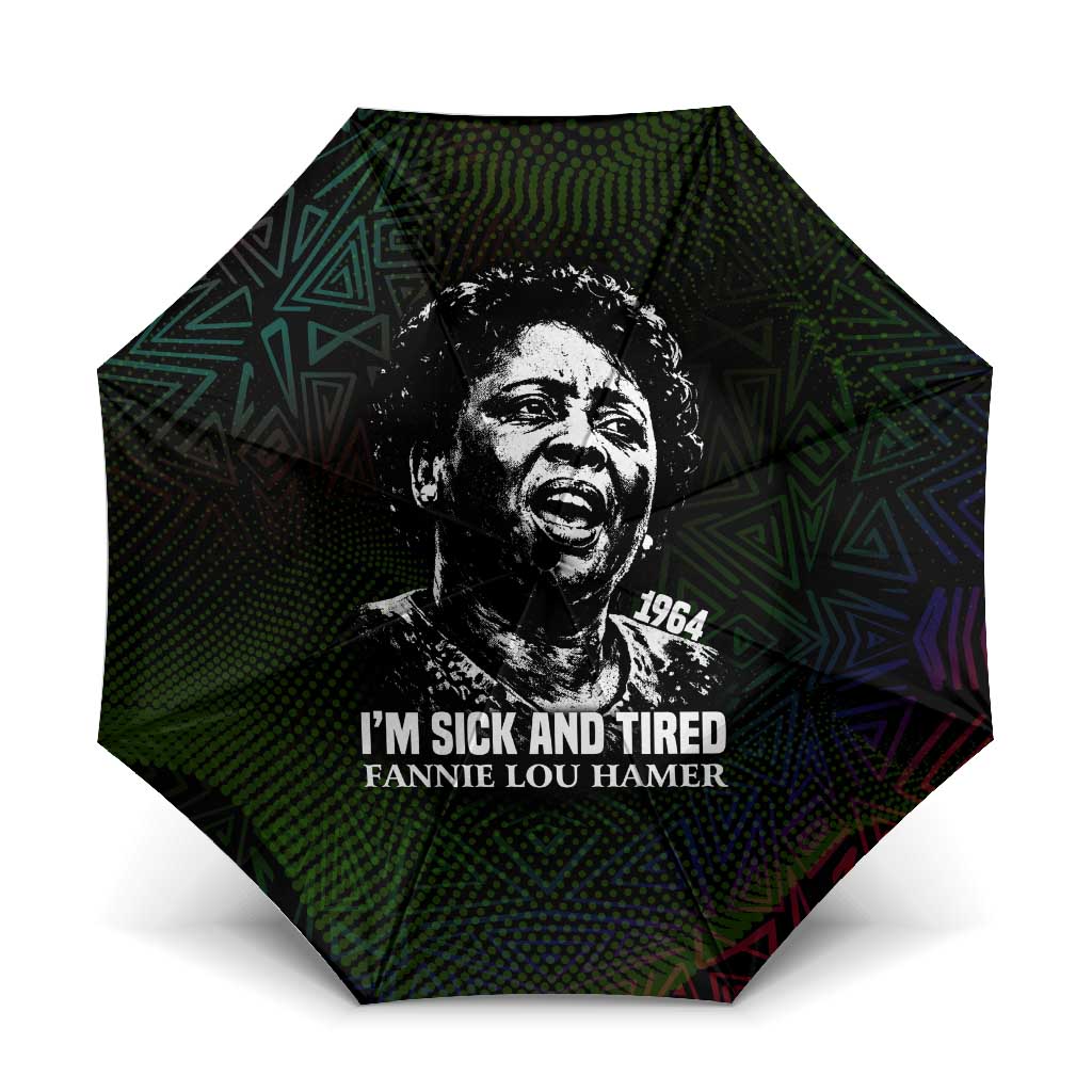 Fannie Lou Hamer Umbrella Im Sick and Tired Quote Design Bold Portrait and Civil Rights Movement Tribute - African Pride