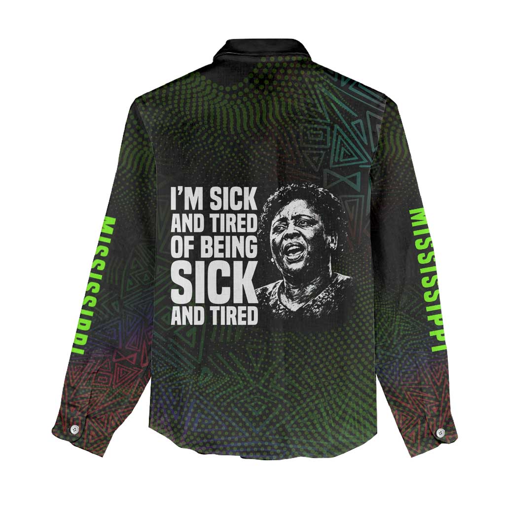 Fannie Lou Hamer Women Casual Shirt Im Sick and Tired Quote Design Bold Portrait and Civil Rights Movement Tribute - African Pride