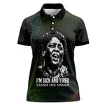 Fannie Lou Hamer Women Polo Shirt Im Sick and Tired Quote Design Bold Portrait and Civil Rights Movement Tribute - African Pride