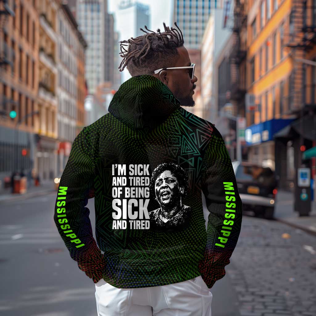 Fannie Lou Hamer Zip Hoodie Im Sick and Tired Quote Design Bold Portrait and Civil Rights Movement Tribute - African Pride