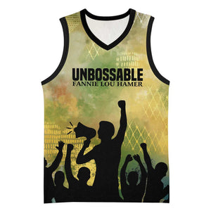 Fannie Lou Hamer Basketball Jersey Unbossable Quote Design Protest Silhouettes and Voting Rights Tribute - African Pride