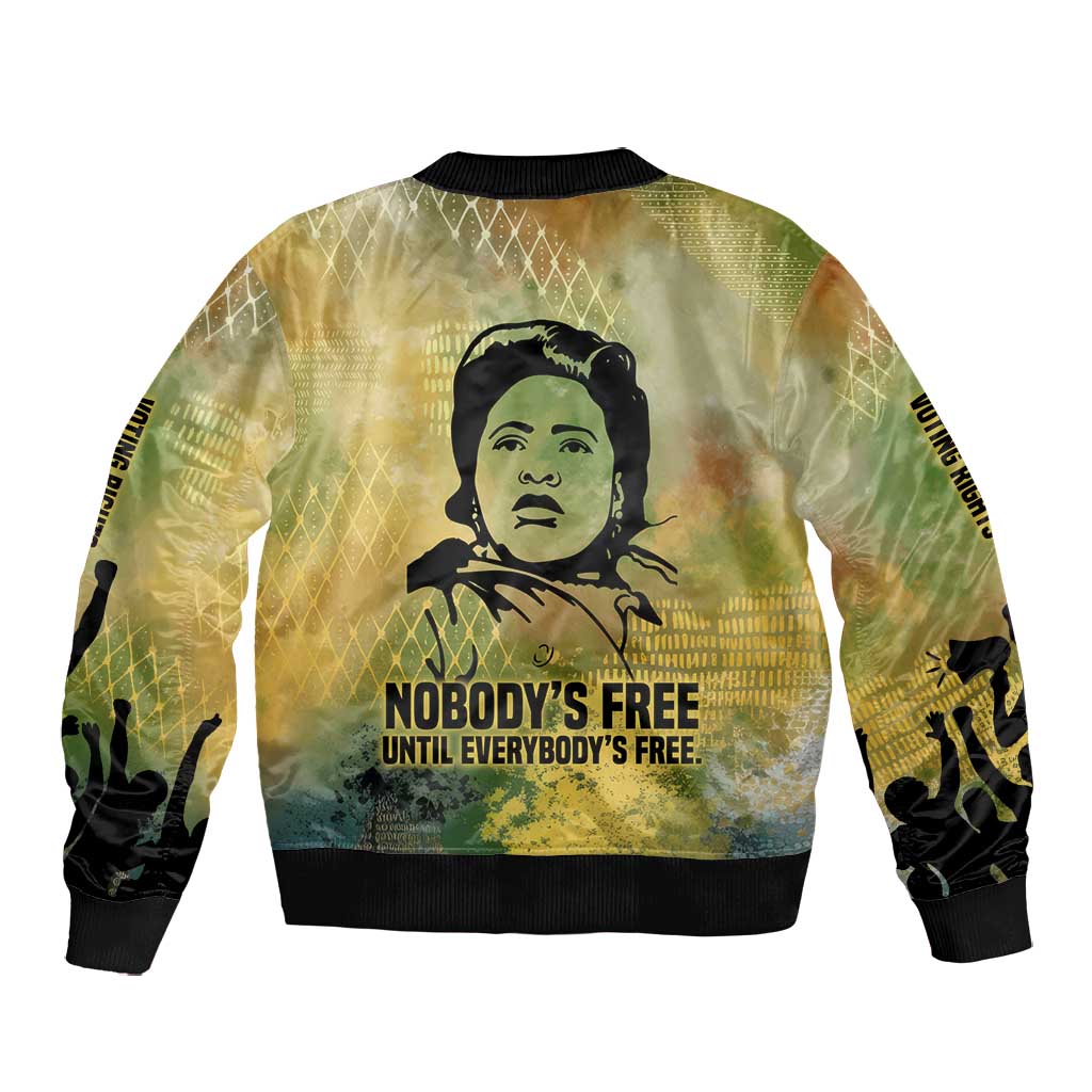 Fannie Lou Hamer Bomber Jacket Unbossable Quote Design Protest Silhouettes and Voting Rights Tribute - African Pride
