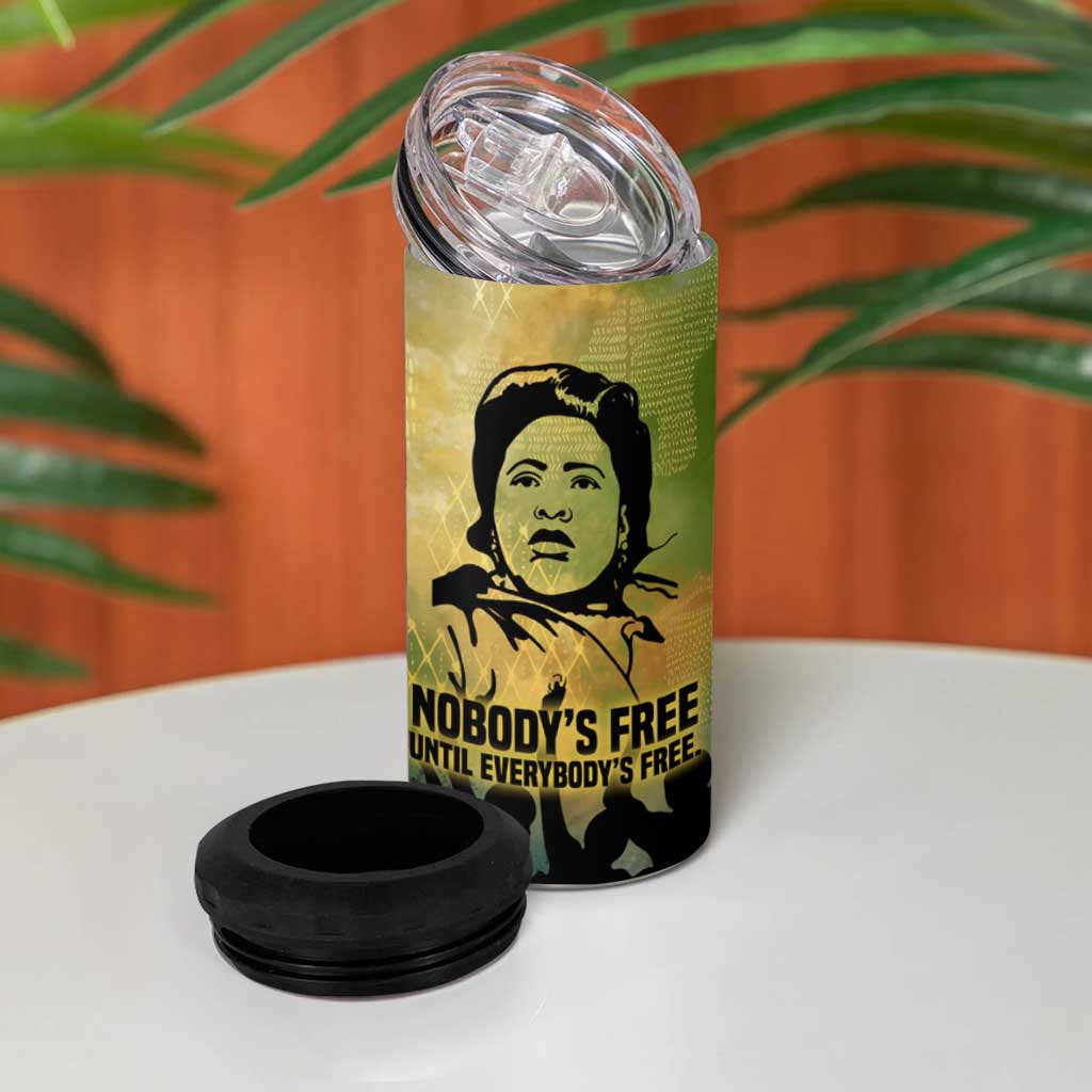 Fannie Lou Hamer 4 in 1 Can Cooler Tumbler Unbossable Quote Design Protest Silhouettes and Voting Rights Tribute - African Pride
