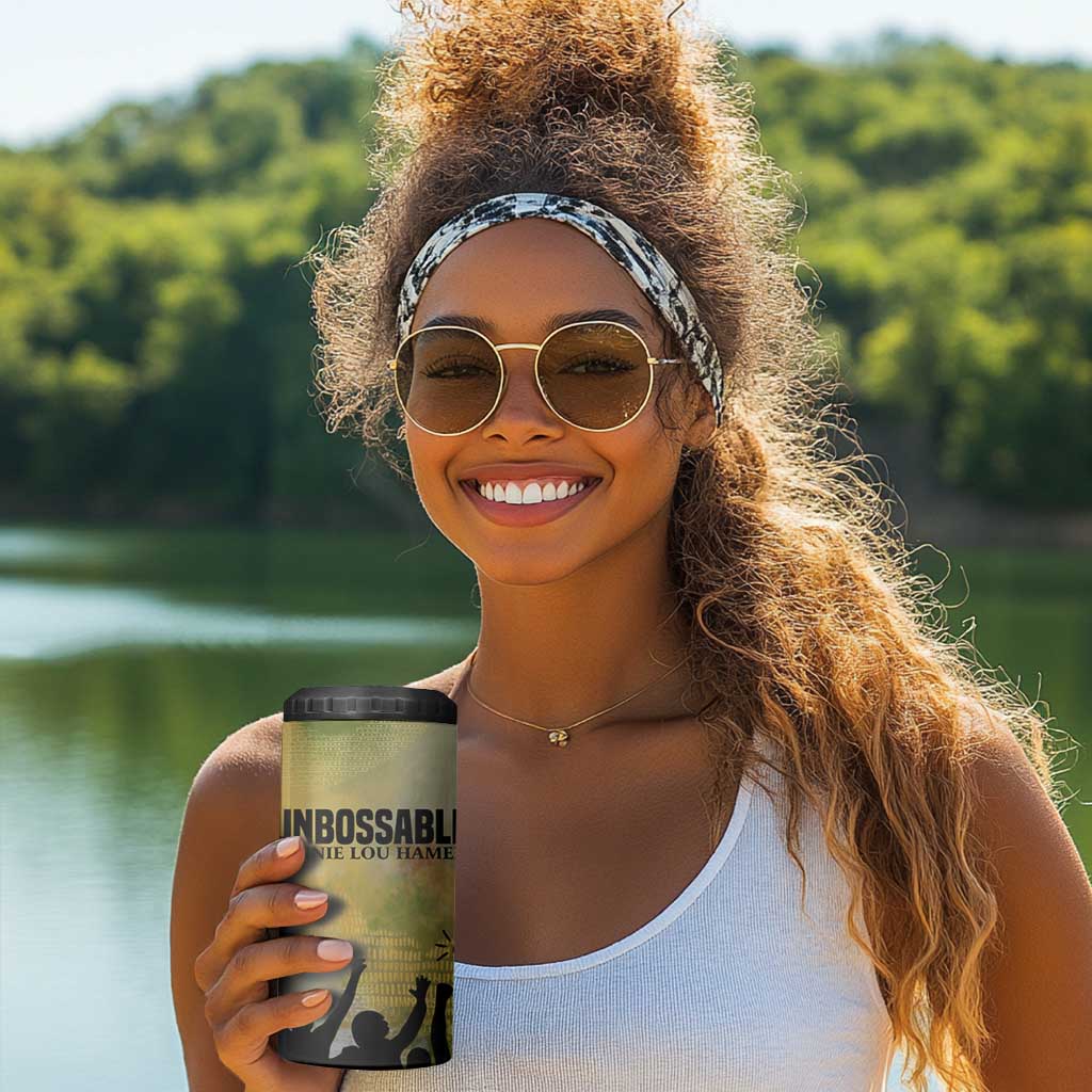 Fannie Lou Hamer 4 in 1 Can Cooler Tumbler Unbossable Quote Design Protest Silhouettes and Voting Rights Tribute - African Pride