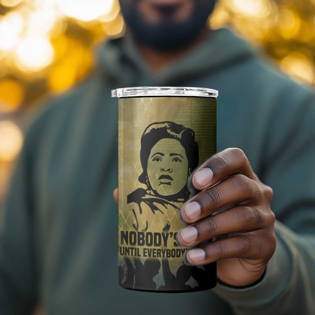 Fannie Lou Hamer 4 in 1 Can Cooler Tumbler Unbossable Quote Design Protest Silhouettes and Voting Rights Tribute - African Pride