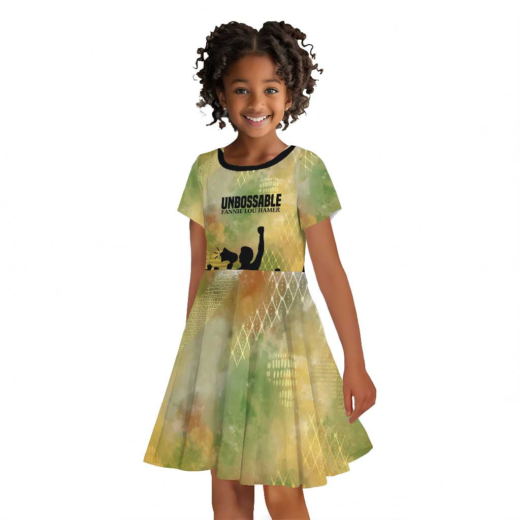 Fannie Lou Hamer Kid Short Sleeve Dress Unbossable Quote Design Protest Silhouettes and Voting Rights Tribute - African Pride
