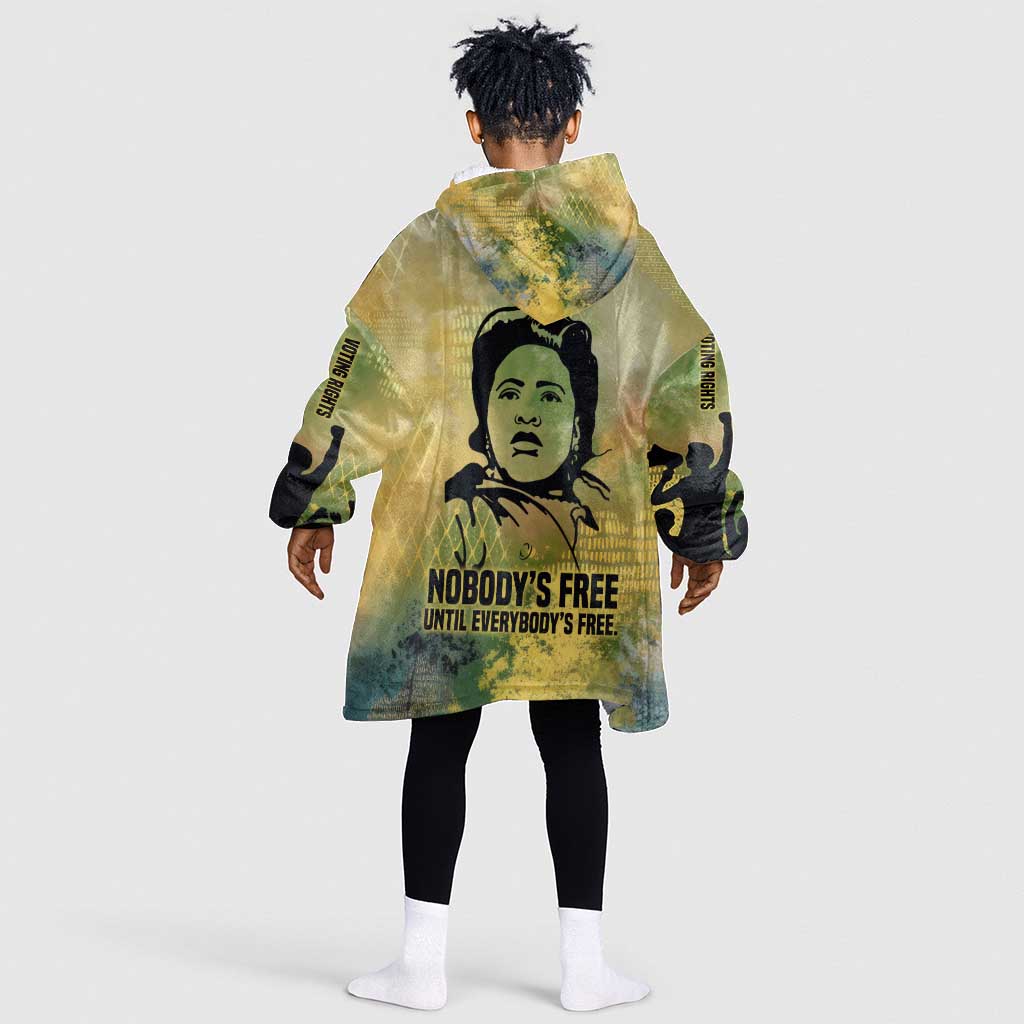 Fannie Lou Hamer Kid Wearable Blanket Hoodie Unbossable Quote Design Protest Silhouettes and Voting Rights Tribute - African Pride