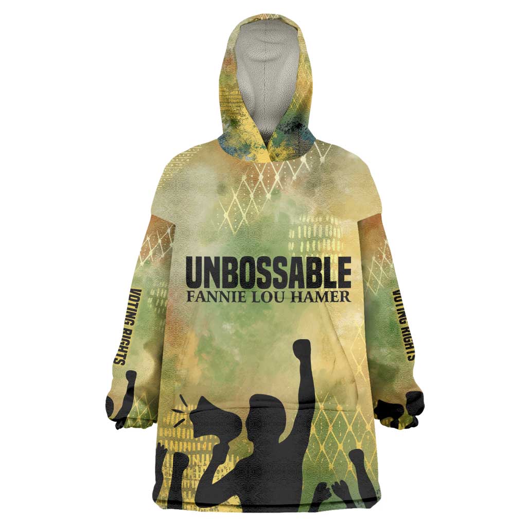 Fannie Lou Hamer Kid Wearable Blanket Hoodie Unbossable Quote Design Protest Silhouettes and Voting Rights Tribute - African Pride