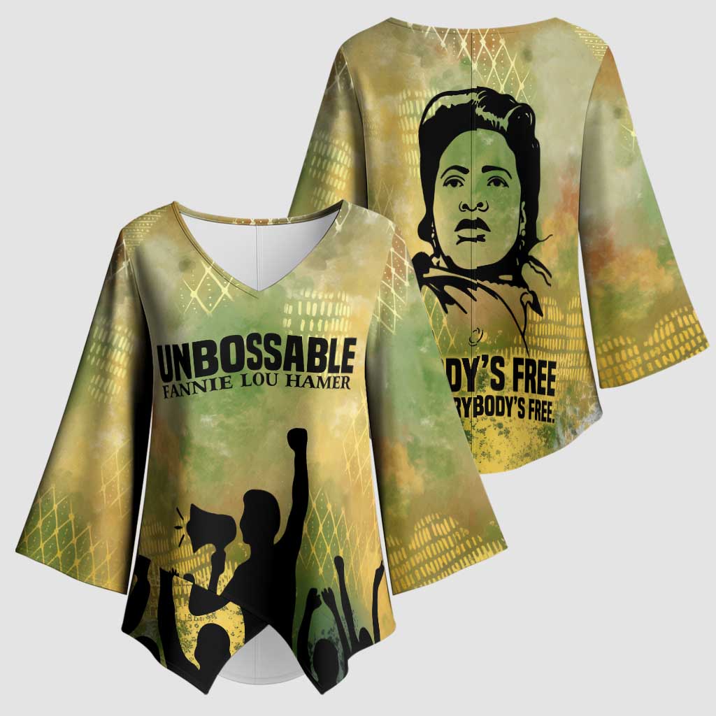 Fannie Lou Hamer Kimono Sleeve Blouse Unbossable Quote Design Protest Silhouettes and Voting Rights Tribute - African Pride