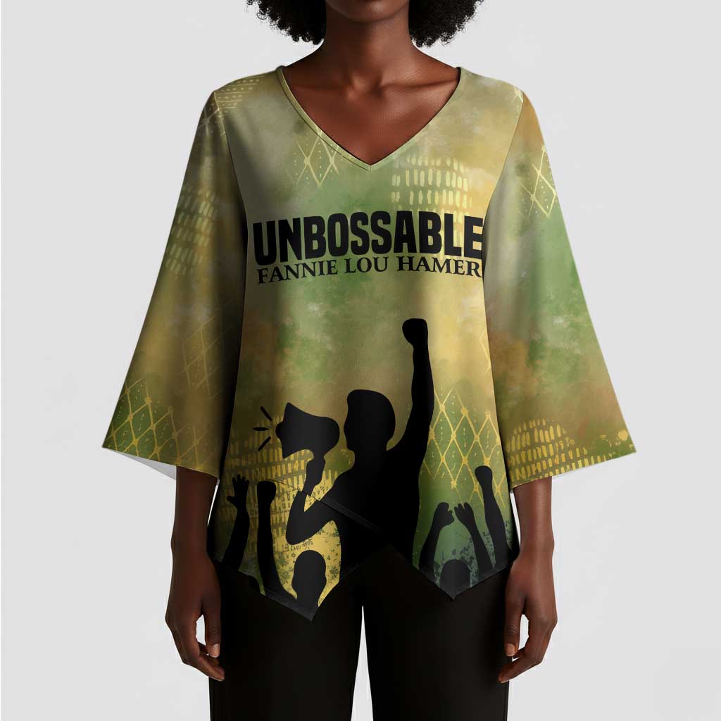Fannie Lou Hamer Kimono Sleeve Blouse Unbossable Quote Design Protest Silhouettes and Voting Rights Tribute - African Pride