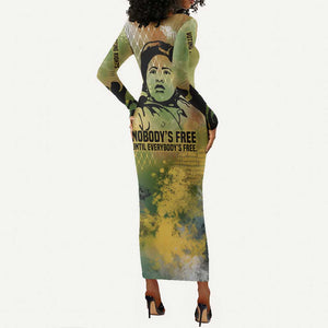 Fannie Lou Hamer Long Sleeve Bodycon Dress Unbossable Quote Design Protest Silhouettes and Voting Rights Tribute - African Pride