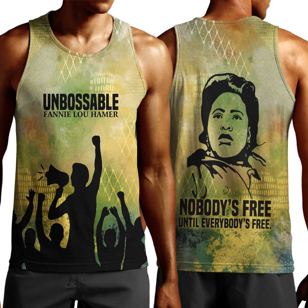 Fannie Lou Hamer Men Tank Top Unbossable Quote Design Protest Silhouettes and Voting Rights Tribute - African Pride