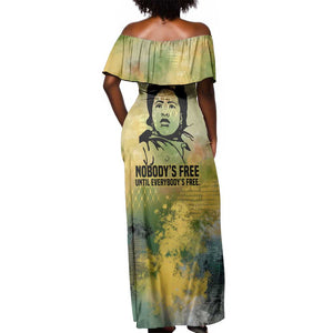 Fannie Lou Hamer Off Shoulder Maxi Dress Unbossable Quote Design Protest Silhouettes and Voting Rights Tribute - African Pride