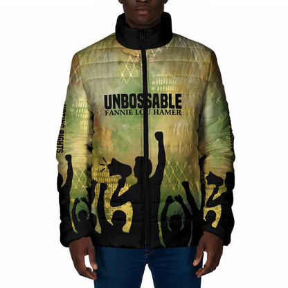 Fannie Lou Hamer Padded Jacket Unbossable Quote Design Protest Silhouettes and Voting Rights Tribute - African Pride