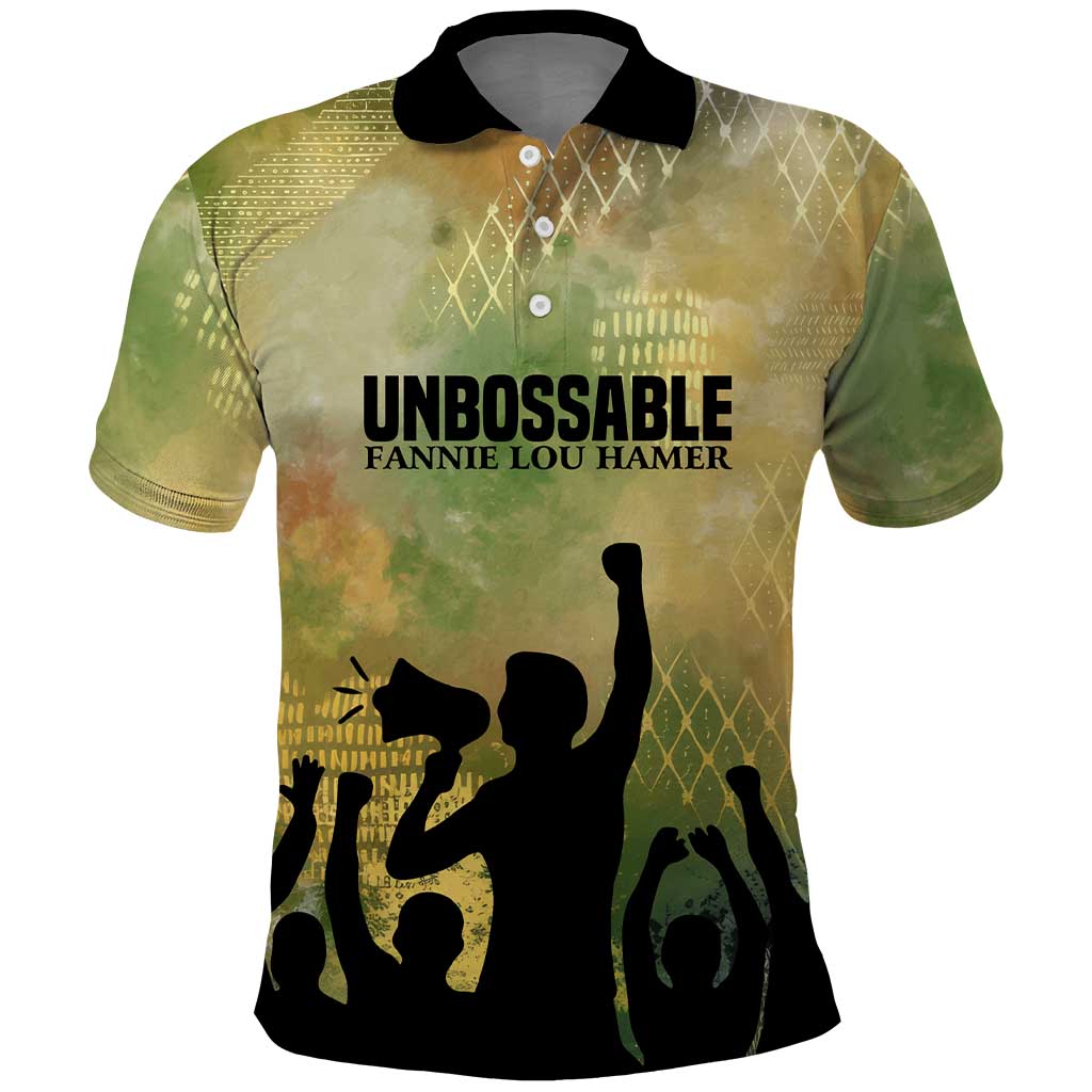 Fannie Lou Hamer Polo Shirt Unbossable Quote Design Protest Silhouettes and Voting Rights Tribute - African Pride