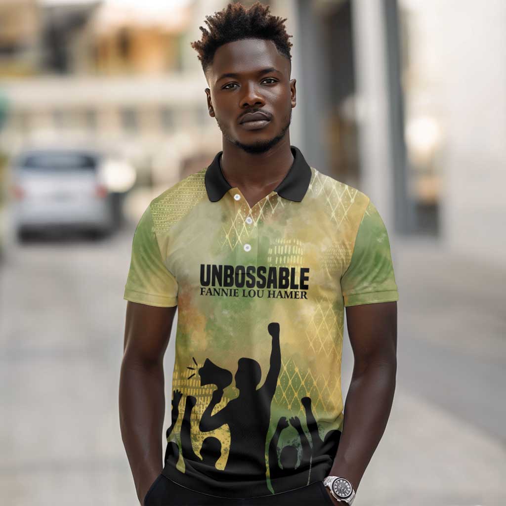 Fannie Lou Hamer Polo Shirt Unbossable Quote Design Protest Silhouettes and Voting Rights Tribute - African Pride