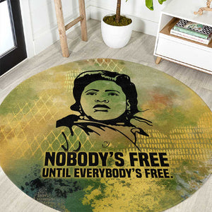 Fannie Lou Hamer Round Carpet Unbossable Quote Design Protest Silhouettes and Voting Rights Tribute - African Pride