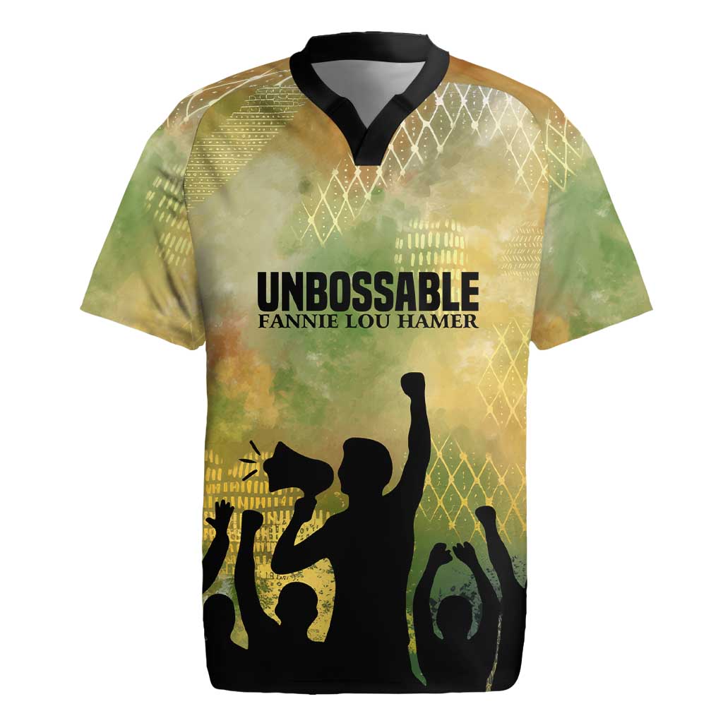 Fannie Lou Hamer Rugby Jersey Unbossable Quote Design Protest Silhouettes and Voting Rights Tribute - African Pride