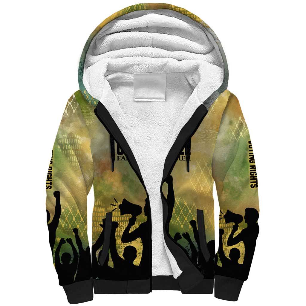Fannie Lou Hamer Sherpa Hoodie Unbossable Quote Design Protest Silhouettes and Voting Rights Tribute - African Pride