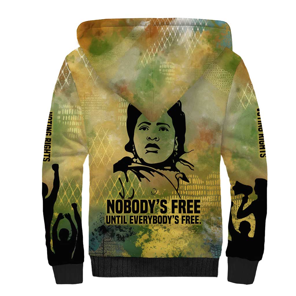 Fannie Lou Hamer Sherpa Hoodie Unbossable Quote Design Protest Silhouettes and Voting Rights Tribute - African Pride
