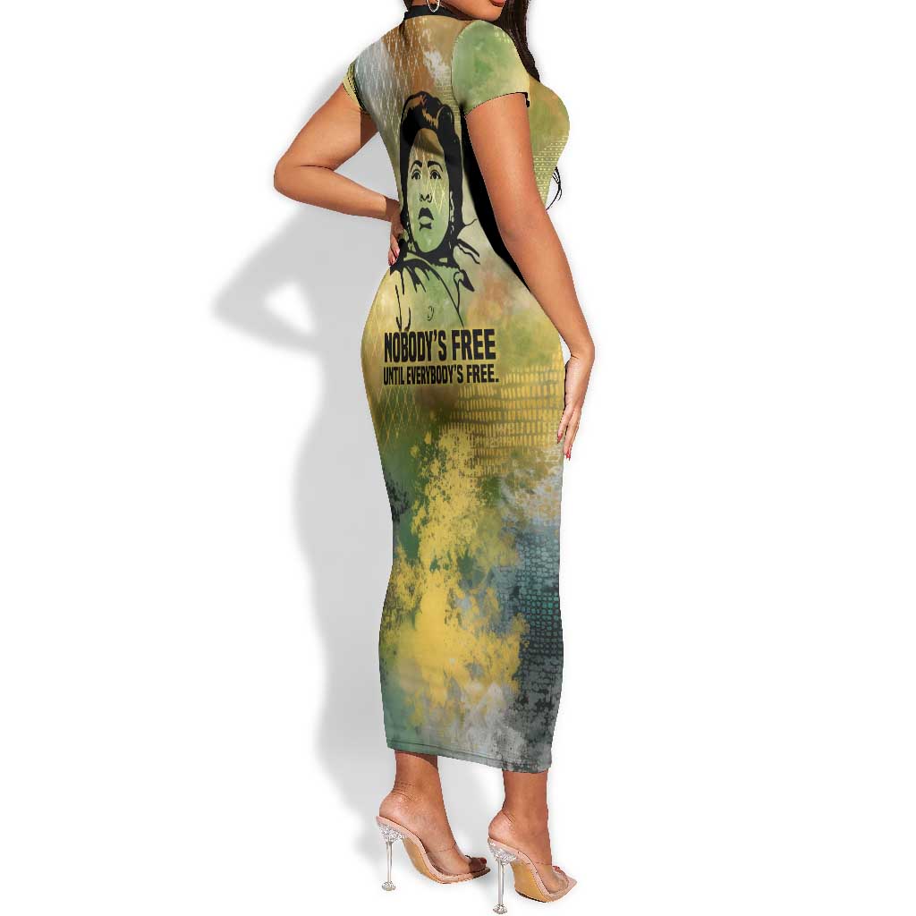 Fannie Lou Hamer Short Sleeve Bodycon Dress Unbossable Quote Design Protest Silhouettes and Voting Rights Tribute - African Pride