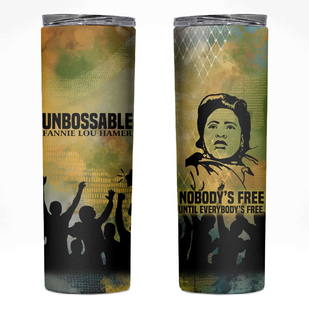 Fannie Lou Hamer Skinny Tumbler Unbossable Quote Design Protest Silhouettes and Voting Rights Tribute - African Pride