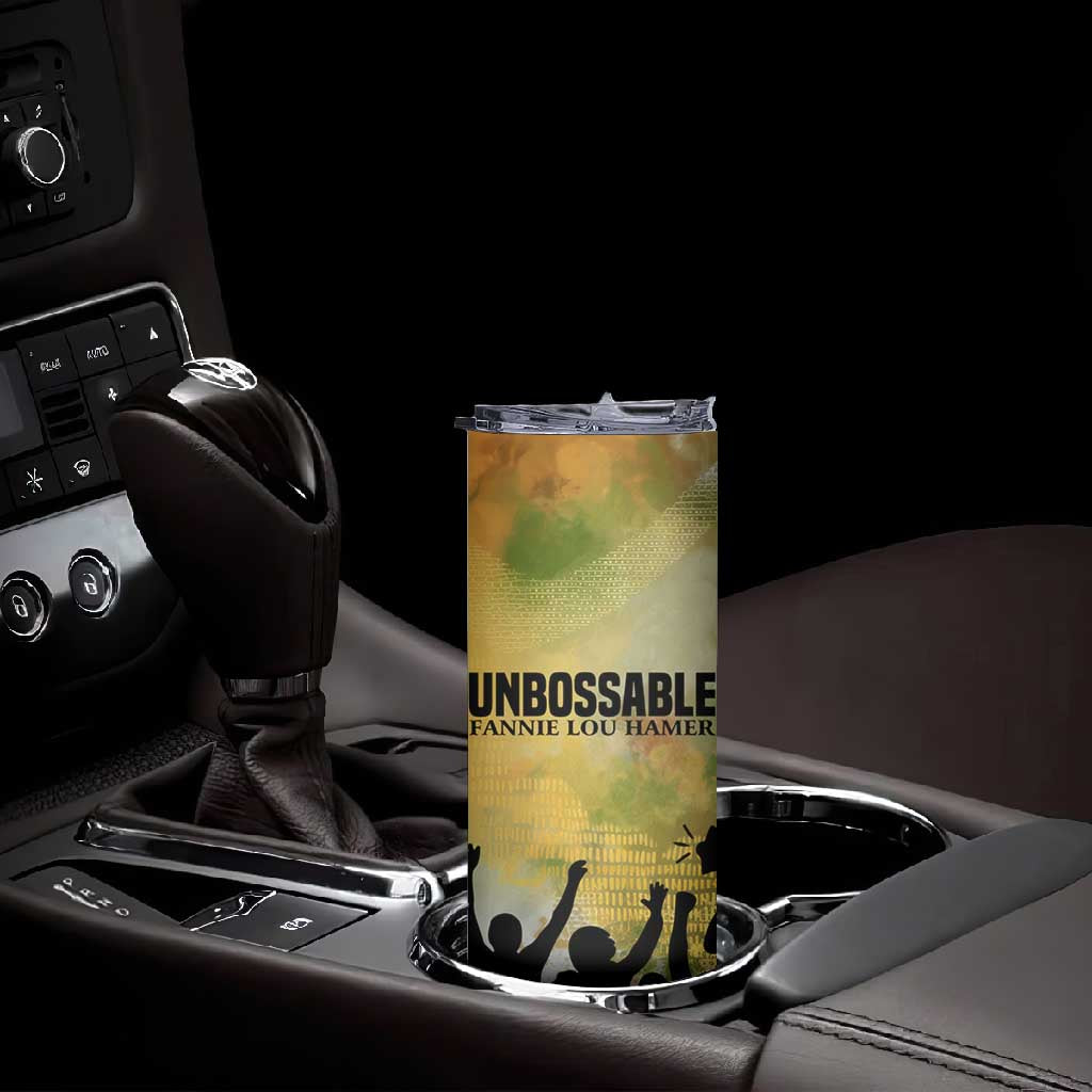 Fannie Lou Hamer Skinny Tumbler Unbossable Quote Design Protest Silhouettes and Voting Rights Tribute - African Pride