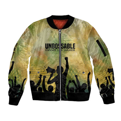 Fannie Lou Hamer Sleeve Zip Bomber Jacket Unbossable Quote Design Protest Silhouettes and Voting Rights Tribute - African Pride
