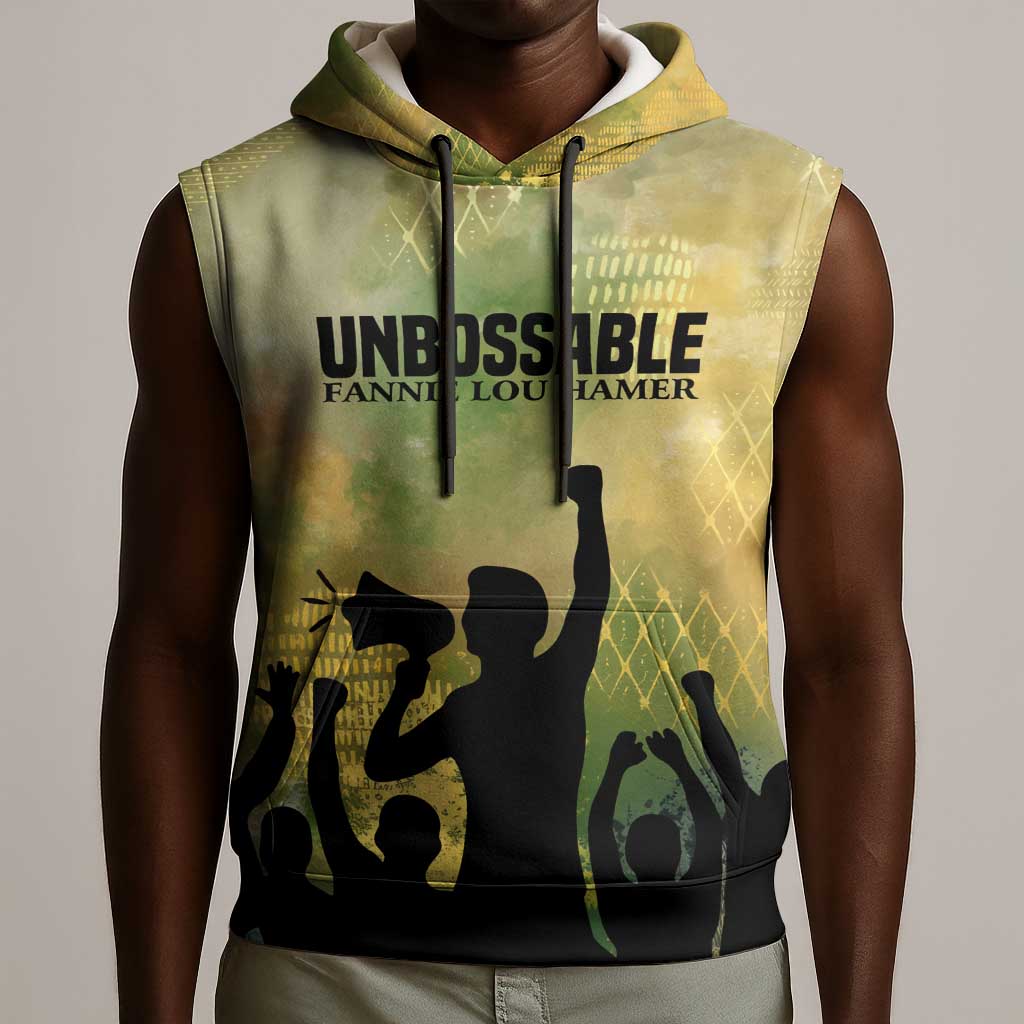 Fannie Lou Hamer Sleeveless Hoodie Unbossable Quote Design Protest Silhouettes and Voting Rights Tribute - African Pride