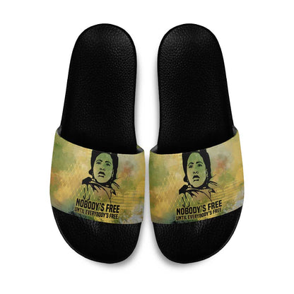 Fannie Lou Hamer Slide Sandals Unbossable Quote Design Protest Silhouettes and Voting Rights Tribute - African Pride