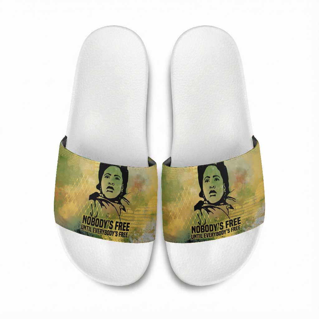 Fannie Lou Hamer Slide Sandals Unbossable Quote Design Protest Silhouettes and Voting Rights Tribute - African Pride