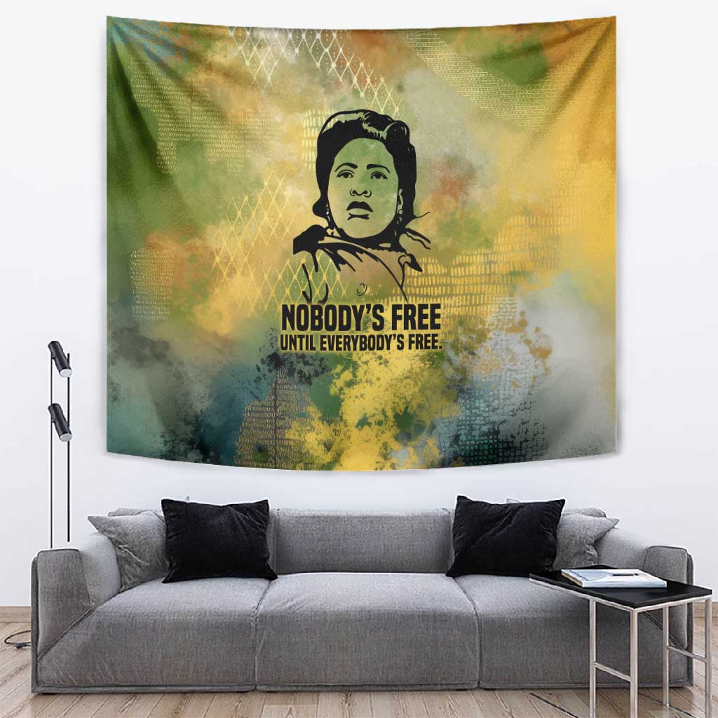 Fannie Lou Hamer Tapestry Unbossable Quote Design Protest Silhouettes and Voting Rights Tribute - African Pride