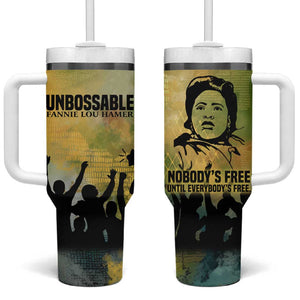 Fannie Lou Hamer Tumbler With Handle Unbossable Quote Design Protest Silhouettes and Voting Rights Tribute - African Pride