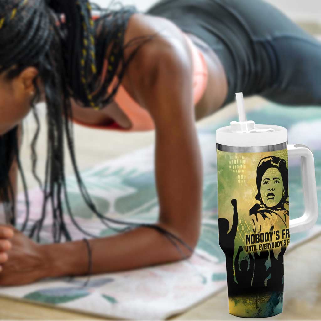 Fannie Lou Hamer Tumbler With Handle Unbossable Quote Design Protest Silhouettes and Voting Rights Tribute - African Pride