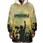Fannie Lou Hamer Wearable Blanket Hoodie Unbossable Quote Design Protest Silhouettes and Voting Rights Tribute - African Pride