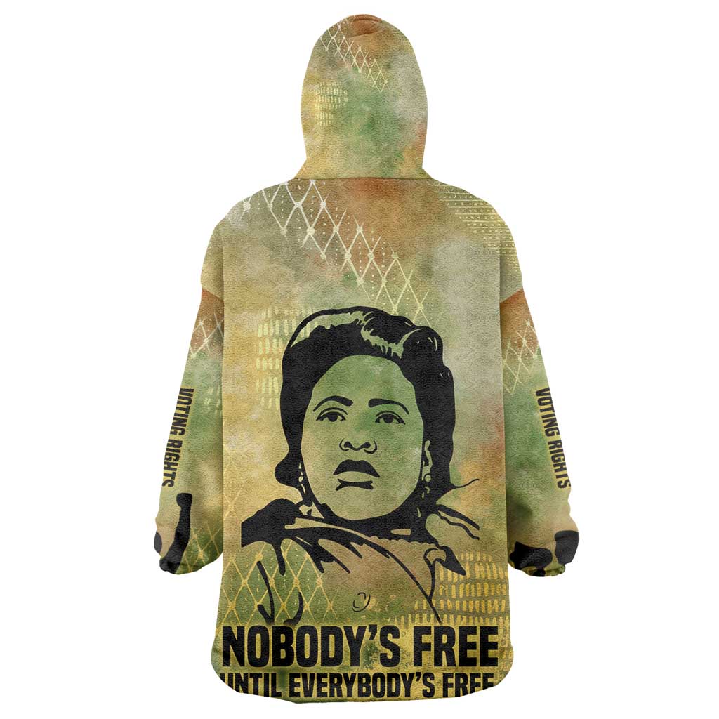 Fannie Lou Hamer Wearable Blanket Hoodie Unbossable Quote Design Protest Silhouettes and Voting Rights Tribute - African Pride