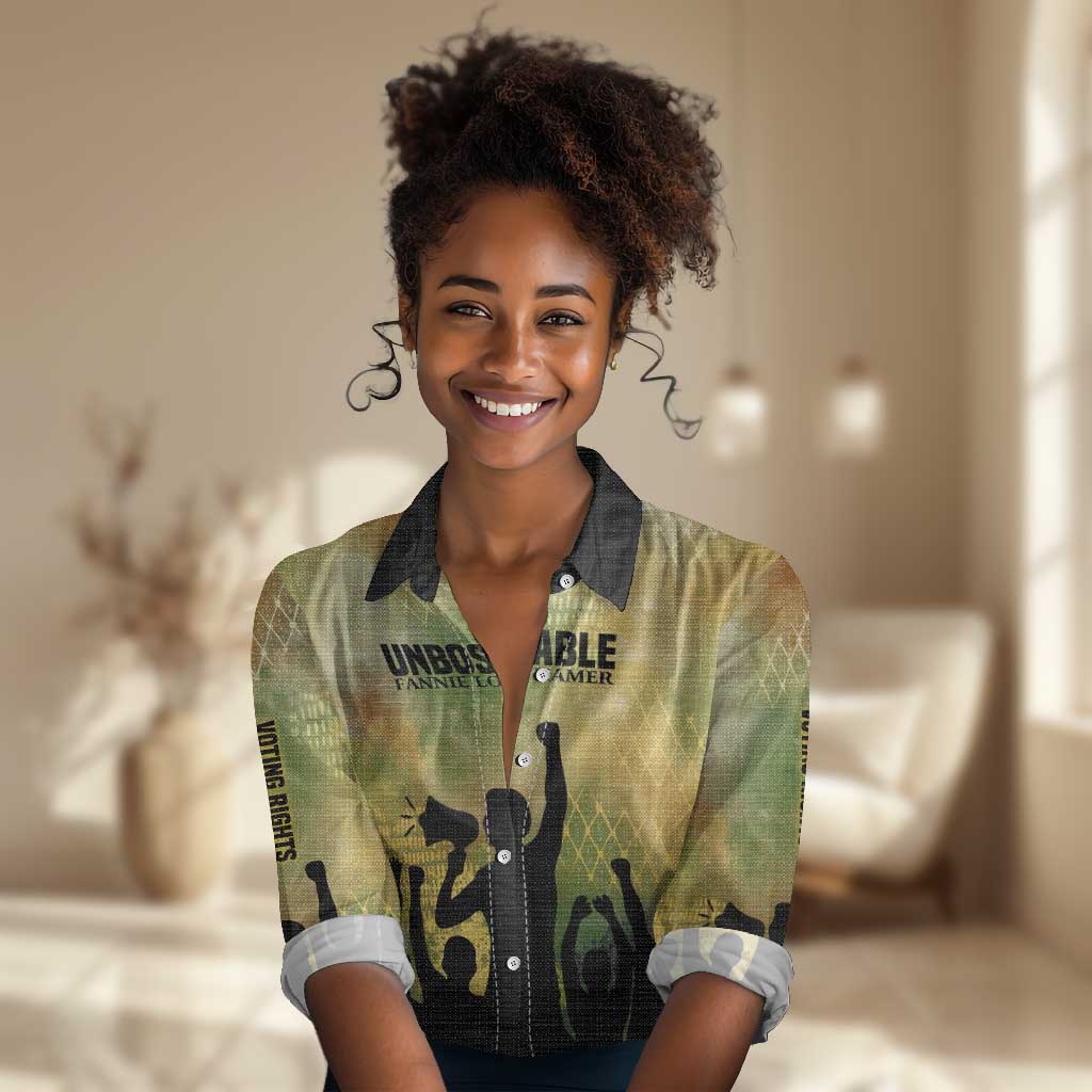 Fannie Lou Hamer Women Casual Shirt Unbossable Quote Design Protest Silhouettes and Voting Rights Tribute - African Pride