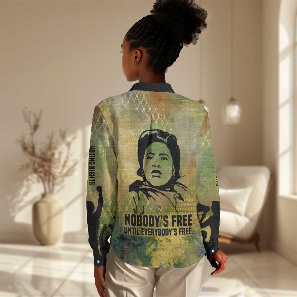 Fannie Lou Hamer Women Casual Shirt Unbossable Quote Design Protest Silhouettes and Voting Rights Tribute - African Pride