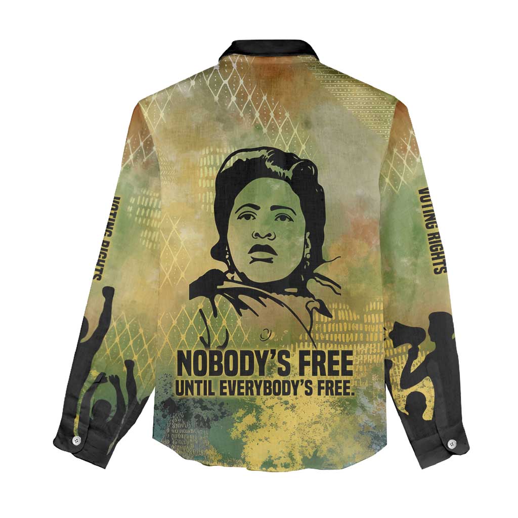 Fannie Lou Hamer Women Casual Shirt Unbossable Quote Design Protest Silhouettes and Voting Rights Tribute - African Pride