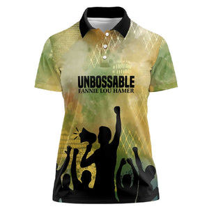 Fannie Lou Hamer Women Polo Shirt Unbossable Quote Design Protest Silhouettes and Voting Rights Tribute - African Pride